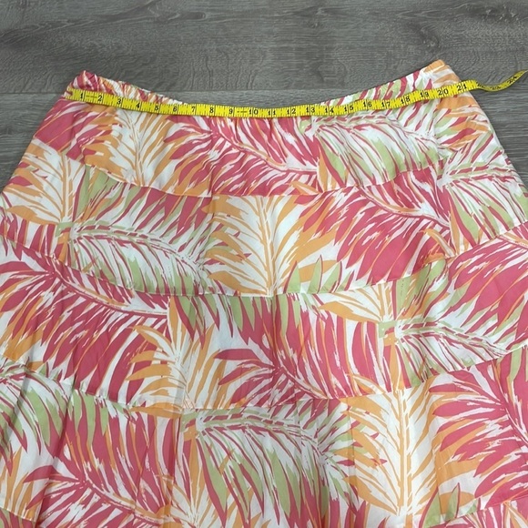 Ruby Rd. Woman A-Line Maxi Tiered Pull On Skirt Palm Fronds 24W - Picture 11 of 14